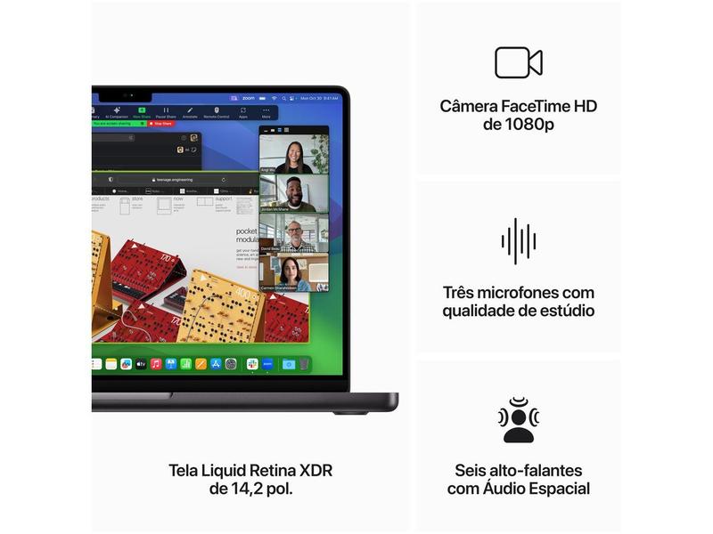 Notebook Apple Macbook Pro 14” M3 16GB RAM 1TB SSD Cinza-espacia